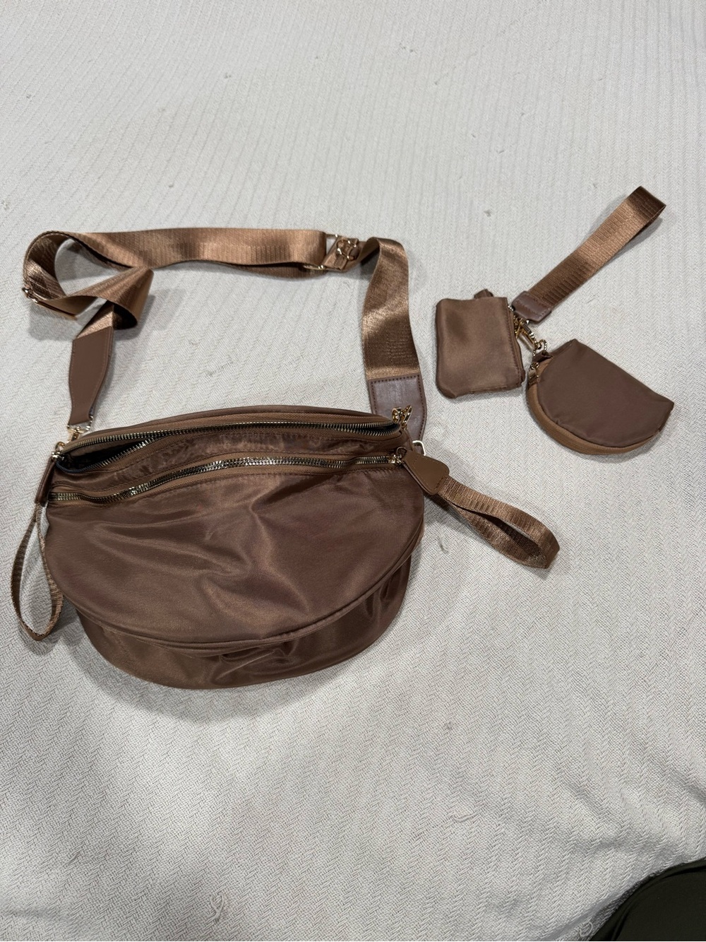 Chocolate Brown Crossbody Belt Bag with Coin Pouches